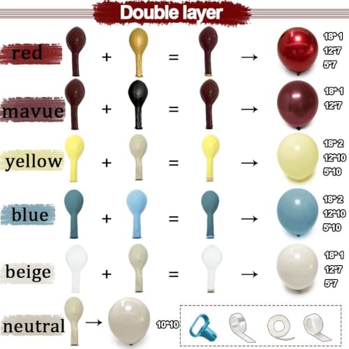 Image of Red Blue Yellow Balloon Arch Double Stuffed Cherry Berry Balloon Garland
