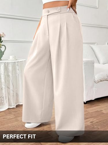Image of GRECIILOOKS Trousers for Woman | Womens High Rise High Waist Flared Korean Style | Formal Pant for Women Office Wear| Track Pants for Womans Elegant for College & Events (Available in Plus Size)