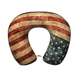 cchgnm Almohada de viaje con estampado de bandera antigua, almohada de cuello de espuma viscoelástica, almohada portátil para hoteles, camping, personas que duermen de lado y de espalda