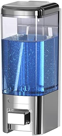 Manual Soap Dispenser Wall Mount Soap Dispenser Kitchen Bathroom Hand Soap Dispenser Shampoo Shower Gel Dispenser Lotion Container 17oz/500ml (Chrome)