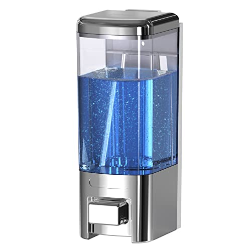 Manual Soap Dispenser Wall Mount Soap Dispenser Kitchen Bathroom Hand Soap Dispenser Shampoo Shower Gel Dispenser Lotion Container 17Oz/500Ml (Chrome) #TOP16