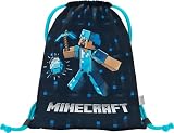 Minecraft dziecięca torba na siłownię, torba sportowa dla dziewcząt i chłopców, torba szkolna, torba sportowa na siłownię, Niebieski topór, 32 cm (W) x 41 cm (H) x 1 cm (D)