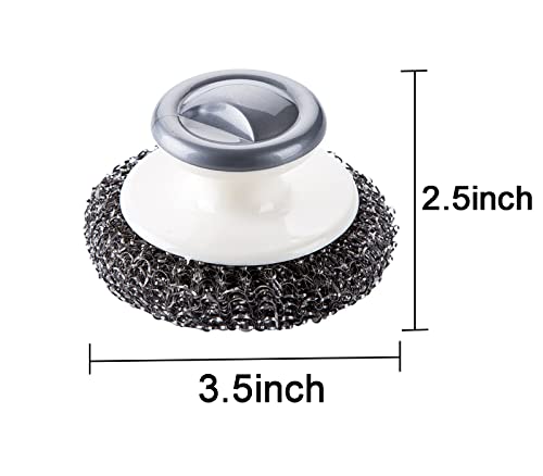 Image of 6 Pack Stainless Steel Scrubber with Handle,Heavy Duty Cleaning Supplies for Pots, Pans, Grills, Ovens & Other Tough Jobs (Black of 6)