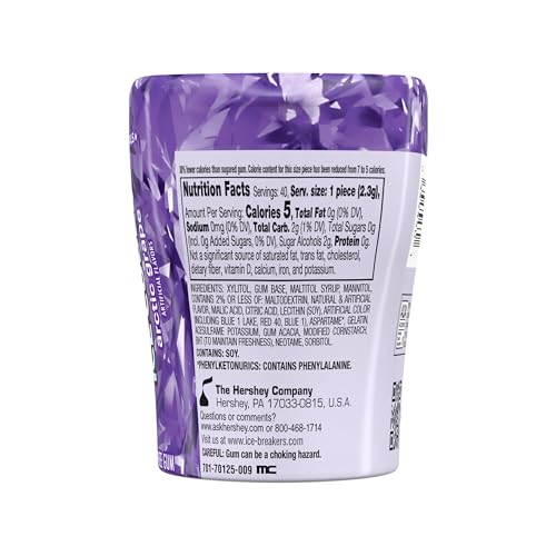 ICE BREAKERS Ice Cubes Arctic Grape Sugar Free Chewing Gum Bottle, 3.24 oz (40 Pieces)