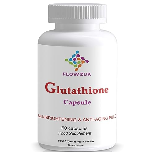 Flowzuk Glutathione Reduced Capsules - 500mg Amino Acid Supplements with Collagen & Vitamin C - Vegan Friendly Glutathione Capsules for 2 Month Supply - Fast Release & High Purity - 60 Softgels