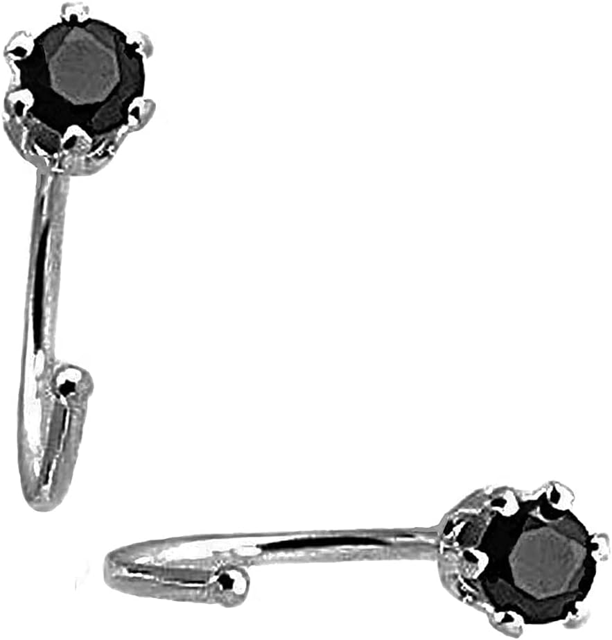 Sterling Silver Half Huggie Hoop Piercing Earrings for Women and Girls, Hypoallergenic Hug Cartilage Earring Studs