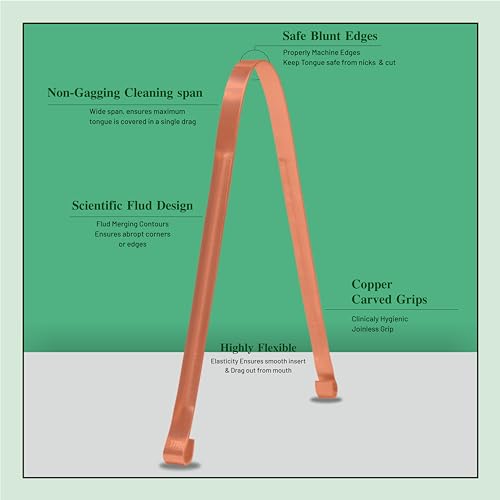 Image of copper Tongue Cleaners flat design |Fresh Breath, Improved Taste Sense for adult pack of 3