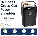 Suntiko CD210P 14-Sheet Cross Cut Paper Shredder Black | P-4 High Security, Anti-Jam, Multi-Media Shredder, 6.6Gal Bin, 5-Min Continuous Run, ETL Certified for Home Office