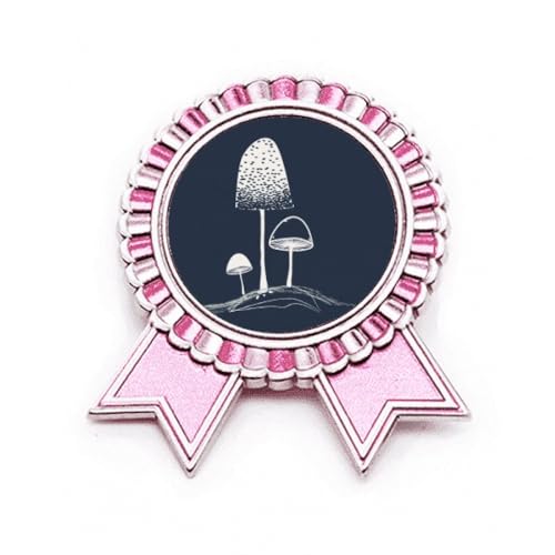 Badge broche champignon rose médaille illustration en métal