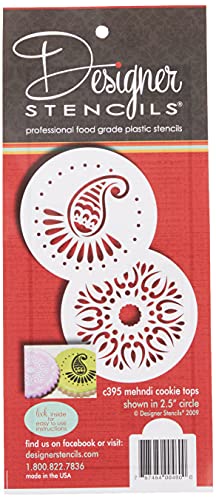 Designer Stencils Mehndi Cookie Stencil Set, 2-Inch, Beige/Semi-Transparent #TOP1