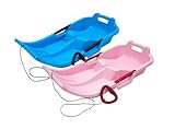 KHW Minibob Spar-Set | Iceblue + Rosa | Rodel Schlitten aus Kunststoff | robust & frostbeständig | leicht & wendig | mit Brems- & Lenkfunktion | Made in Germany | TÜV-geprüft | 80×40×20 cm