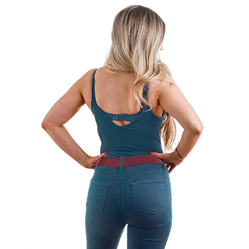 One-Belt No Show Invisible Elastic Belts For Women & Men Non Slip Fits Waist Upto 50 Inch. (Wine Red) #TOP4