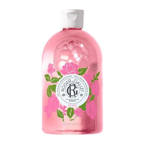 Roger&Gallet – Gel Douche Bienfaisant Rose 500 ml – Huile Essentielle de Rose & Aloe Vera – Apaisant, Hydratant, Relaxant – Base Lavante 100% Végétale