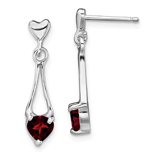 925 Sterling Silver Red Garnet Heart Post Stud Drop Dangle Chandelier Earrings Love Fine Jewelry For Women Gifts For Her