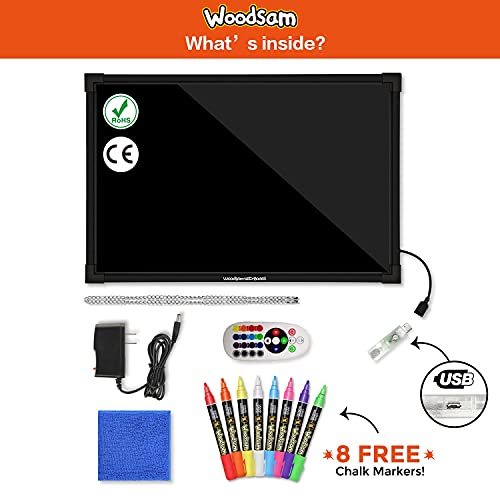 Woodsam Dry Erase Led Board - 16" X 12" Erasable Neon Writing Message Drawing Sign Board With 2 Liquid Chalk Markers For Home/Shop #TOP2