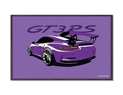 Póster decorativo Porsche GT3-RS morado de 50 x 70 cm para pared de habitación o salón