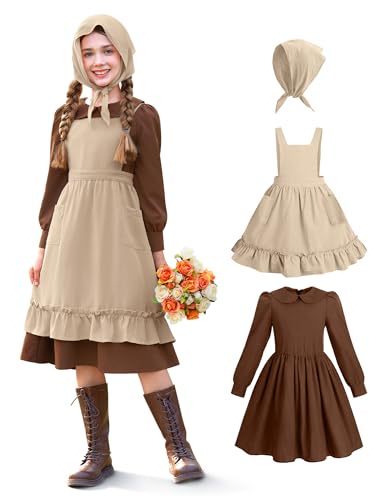Vestido colonial para niñas 3 piezas 6-14 años miniatura 1