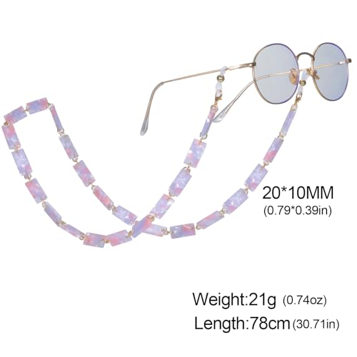 Image of kkjoy Acrylic Glasses Chain Colourful Squares Beach Holidays Sunglasses Holder Strap Eyeglass Lanyards for Women Men