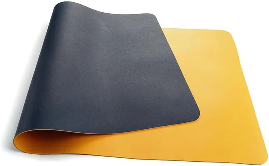 Leather Desk Pad Dual-Sided Office Desk Mat Waterproof,Large Table Cover Protector Smooth Mouse Pad Writing Gaming Mat for Laptop Keyboard (Navy Yellow,47.3x23.6in/120x60cm)