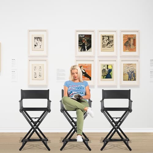 Fohome Aluminum Folding Directors Chair Makeup Chair,Makeup Artist Director Chair Lightweight Portable with Footrest 300lbs Capacity hardened ABS Suitable for Makeup Artist (Black)