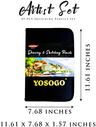 YOSOGO 49- Piece Drawing & Sketching Pencils Set, Artist Kit Includes Sketchbook, Graphite, Charcoal, Pastel Pencils & Sticks, Sharpener & Eraser with Case