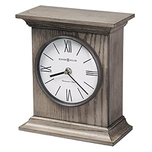 Howard Miller Priscilla Mantel Clock, Gray Finished Wooden Material Top Flat Pediment Vintage Home Decor, Analog Display Roman Numerals Quartz Movement Best Bracket Style Table Clock for Office