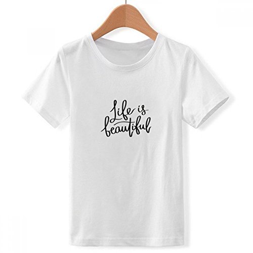T-Shirt La Vie est Belle citation équipage col blanc grand garçon