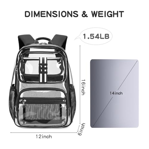 Image of Cusangel Clear Backpack for kids,16in Heavy Duty Clear BookBag,TPU Large Capacity Black See Through bookbag for Stadiums,Concerts,Plastic transparente para mujer for 8Age+