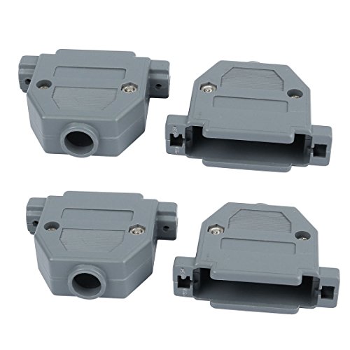 uxcell 4pcs DB25 Male/Female Port D-Sub Connector Kit Cover Housing Assembly Shell Plastic Hood Gray