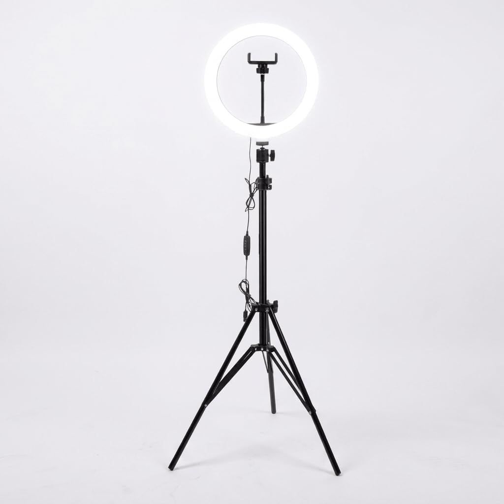 Luméon 30cm Ringlicht mit Stativ – 12 Zoll Ringlampe für Streaming, Selfies, Make-Up, Fotografie, 10 Helligkeitsstufen