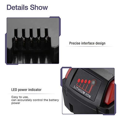Replacement Battery for Milwaukee 18V Cordless Power Tools, 2 Pack 4.0Ah Lithium Battery Compatible with Milwaukee M18 XC 48-11-1840, 48-11-1841, 48-11-1850, 48-11-1820, 48-11-1828