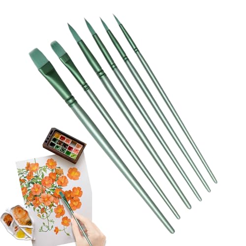 Paint Brushes Set, Artist Drawing Tools, 6 piezas Size for Gouache Ink, Sturdy Detail Feature, Art Utility Category, Notebook Scrapbook Rock Greeting Card Classroom Studio Home Use