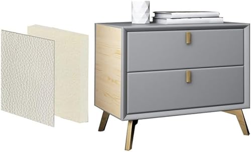 Miniatura 20 de LAKIQ Moderna mesita de noche de madera maciza con 2 cajones para dormitorio, sala de estar, mesa auxiliar, mesita de noche con almacenamiento para