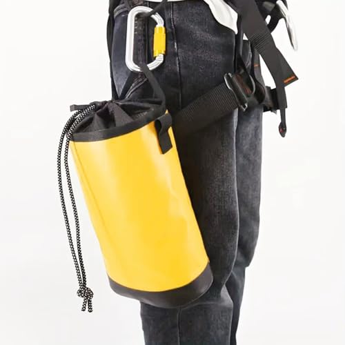 Easnea Waterproof Arborist Rope Storage Bag Tree Climbing Rope Bucket Backpack Rope Storage Bag Drawstring Throw Rope Bag for Tree Rock Climbing Mountaineering, Yellow, 5l, Classic - Thumbnail 7