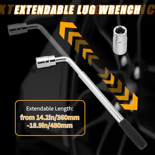 Image of DASBET Telescoping Lug Wrench | Extended Lug Wheel Wrench with 17 /19 and 21 /23mm Sockets for Car Van Truck Wheel Brace Wrench Car Telescopic Lug Wrench