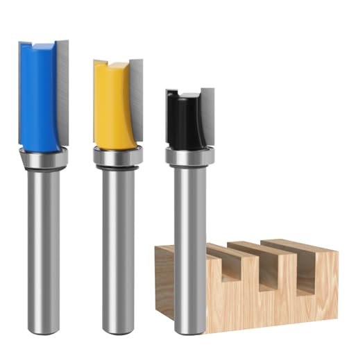 3 Stück Bündigfräser 8 mm, Fräser 8mm Schaft Oberfräse, Holzbearbeitung Fräswerkzeuge, Holzbearbeitungs Werkzeug Set, für Bündigfräser Kugellager Oben, Trimm Carving Tool