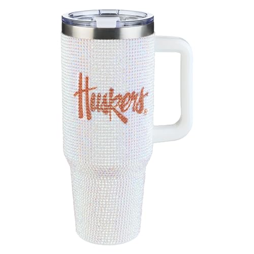 Image of The Memory Company Officially Licensed 40oz White Bling Game Day Tumbler, University of Nebraska, Lincoln