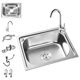 Lavello da cucina,Lavandino Cucina 1 vasca,Lavabo da incasso in acciaio Inox,Lavabo Cucina rettangolare,42x37cm,45x39cm,48x35cm,50x40cm,53x38cm,55x40cm,60x45cm(48x35x18.8 cm)