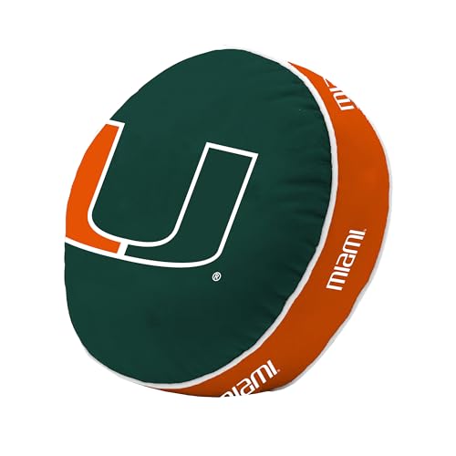 Logo Brands NCAA Miami Hurricanes Puff Pillow – Plush, Soft, Stretchy with Team Color Design