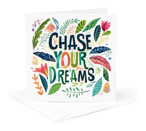 3dRose Chase your dreams encouraging text, floral background gift, charm
