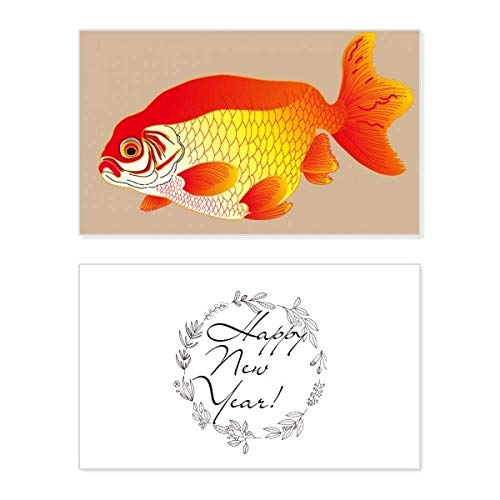 Tarjeta conmemorativa de cultura japonesa con pintura de pez para bendiciones de Año Nuevo