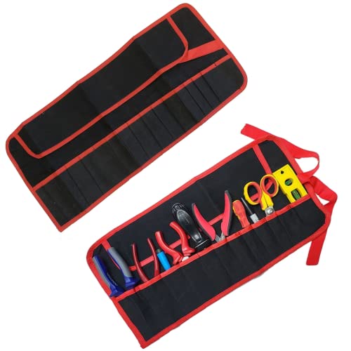 Nillkanth 16 Pocket Canvas Tool Roll Bag Tool Organiser Spanner Wrench Chisel Fully Stiched Edging for Electrician, Plumber, Carpenter and Handyman Heavy Duty Tool Roll Pouches