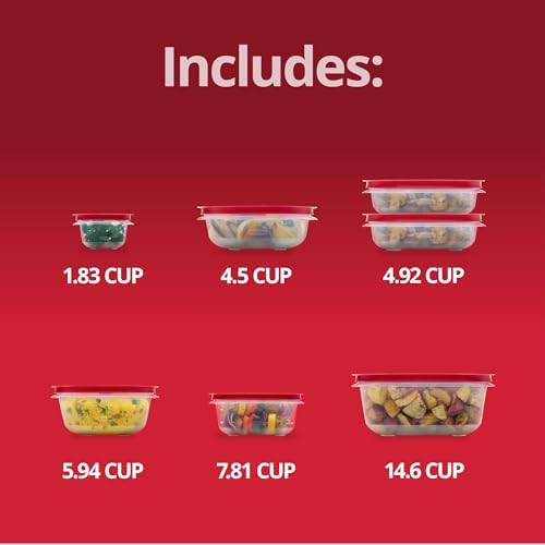 Rubbermaid EasyStore Square and Round Containers, 14-Piece Set, Food Storage Containers, Food Storage Containers with Lids - 5
