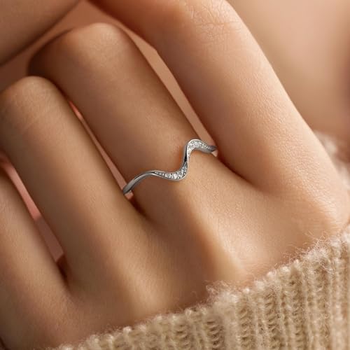 KIFUTENG 925 Sterling Silver Ocean Wave Rings for Women Teen Girls by KIFUTENG - Used condition - Image 2