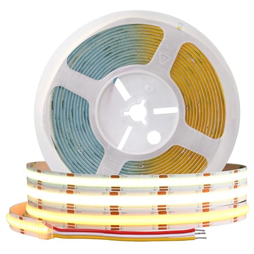 Image of COB CCT LED Strip Light, Tunable White 2700K-6500K, DC12V 608LEDs /m Dotless LED Tape, CRI90+ Dimmable UL Listed 16.4FT for Bedroom Kitchen Indoor Decor (No Adapter or Controller)