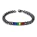 SINLEO Stainless Steel Gay & Lesbian LGBT Pride Rainbow Chain Bracelet Black Link Wristband, Men+Women