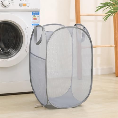 Foldable Laundry Basket Pop Up Washing Baskets Mesh Dirty Clothes Hamper With Ha - Foto 4