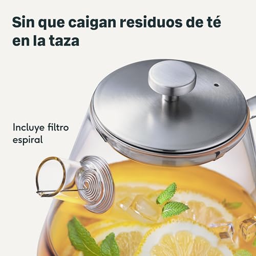 Miniatura 5 de Silberthal Tetera Cristal Con Filtro 1,5 Litros - Tetera Vidrio Para Té Con Tapa De Acero Inoxidable - Teapot