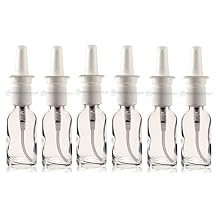 محاليل التغليف الخلاق PREMIUM 1 OZ CLEAR BOSTON ROUND GLASS BOTTLE - W / NASAL SPRAYERS - Pack of 6