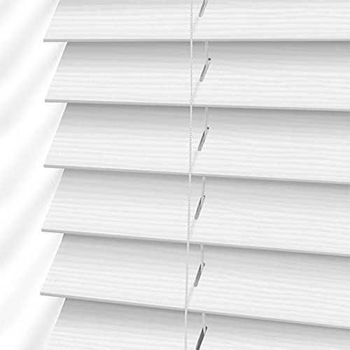 Ultra Premium White 2" Inch Cordless Faux Wood Blind 22" W X 48" L (Actual Size 21-1/2"X48)- Custom Cut #TOP2